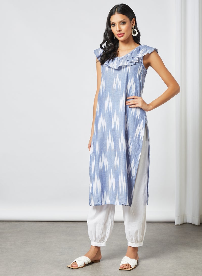 Ikat Print Kurta Blue - v1629964822/N47568708V_2