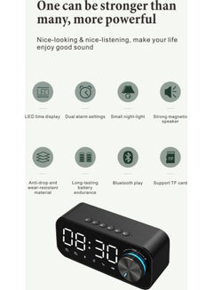Arabest Alarm Clock With Bluetooth Music Player Black 14.2x 6 x4.5cm  - Image 5