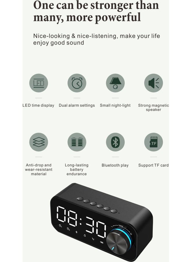 Arabest - Alarm Clock With Bluetooth Music Player Black 14.2x 6 x4.5cm - Image 1