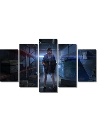 5-Piece Anime Girl With Mask And Gun Canvas Framed Print Wall Art Multicolour - v1629965769/N50458456A_1