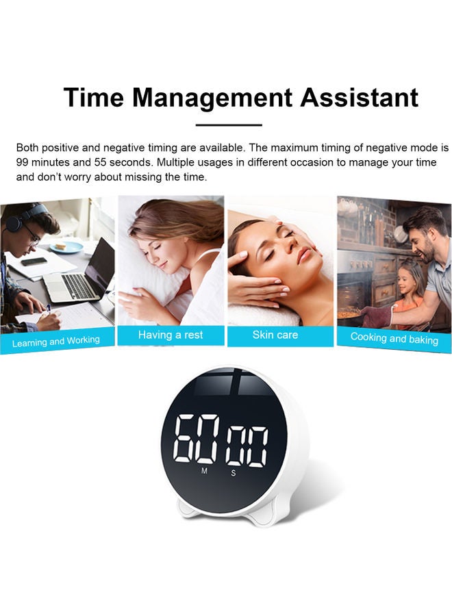Digital Clock Timer With Large LED Display White 10.40x4.30x8.80cm - Image 2