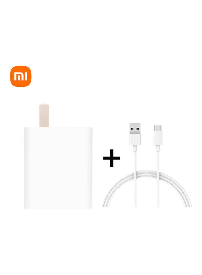 Xiaomi 2-Piece Fast Charging Cable And Adapter Set White - Image 1