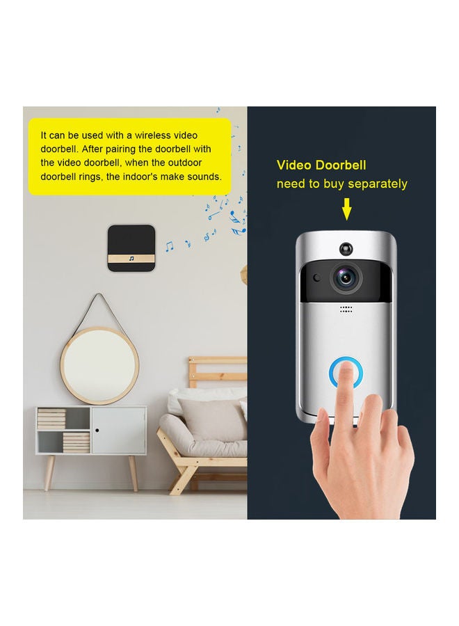 52-Melodies Wirelessly Doorbell Chime Home Ding-Dong Alarm Black 9.5 x 7.00 x 9.50cm - Image 2