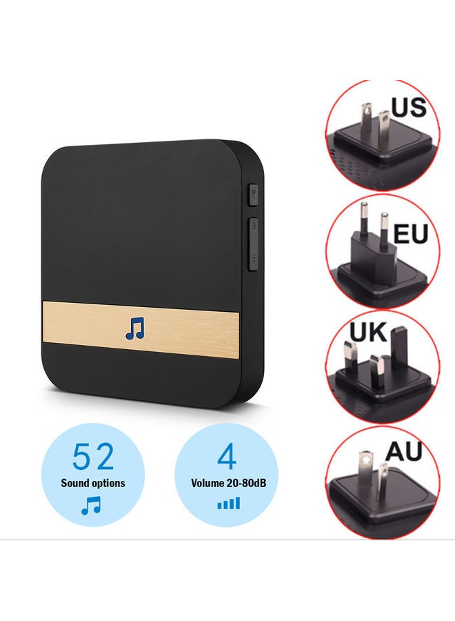 52-Melodies Wirelessly Doorbell Chime Home Ding-Dong Alarm Black 9.5 x 7.00 x 9.50cm - Image 4