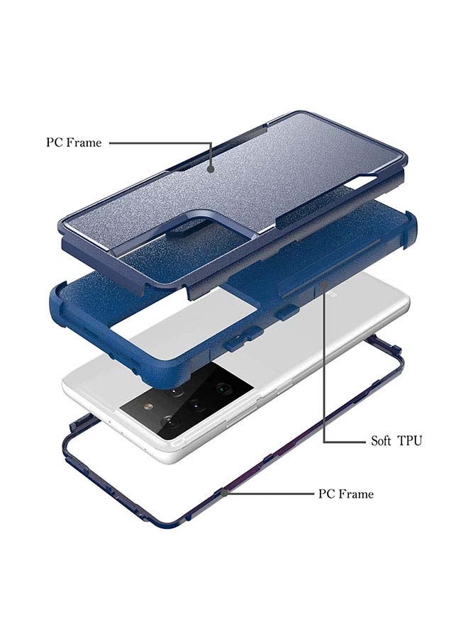 بورتوني غطاء حماية متين مضاد للصدمات لهاتف سامسونج جالاكسي S21 ألترا مقاس 6.8 بوصات أزرق - Image 2