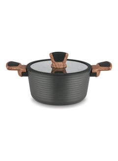 Stockpot Diamond Series With Glass Lid Aluminum With Non-Stick Coating 20x10cm/2.6LTR Black/Brown