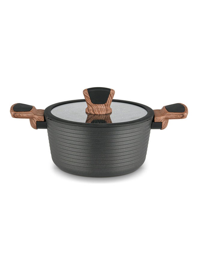 Fissman - Stockpot Diamond Series With Glass Lid Aluminum With Non-Stick Coating 20x10cm/2.6LTR Black/Brown - Image 1