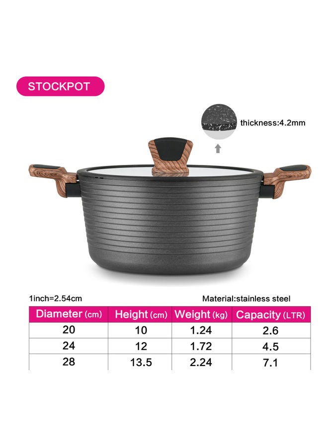 Fissman - Stockpot Diamond Series With Glass Lid Aluminum With Non-Stick Coating 20x10cm/2.6LTR Black/Brown - Image 1