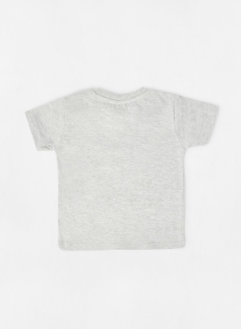 Zarafa Graphic Printed Crew Neck T-Shirt Grey Melange  - Image 2