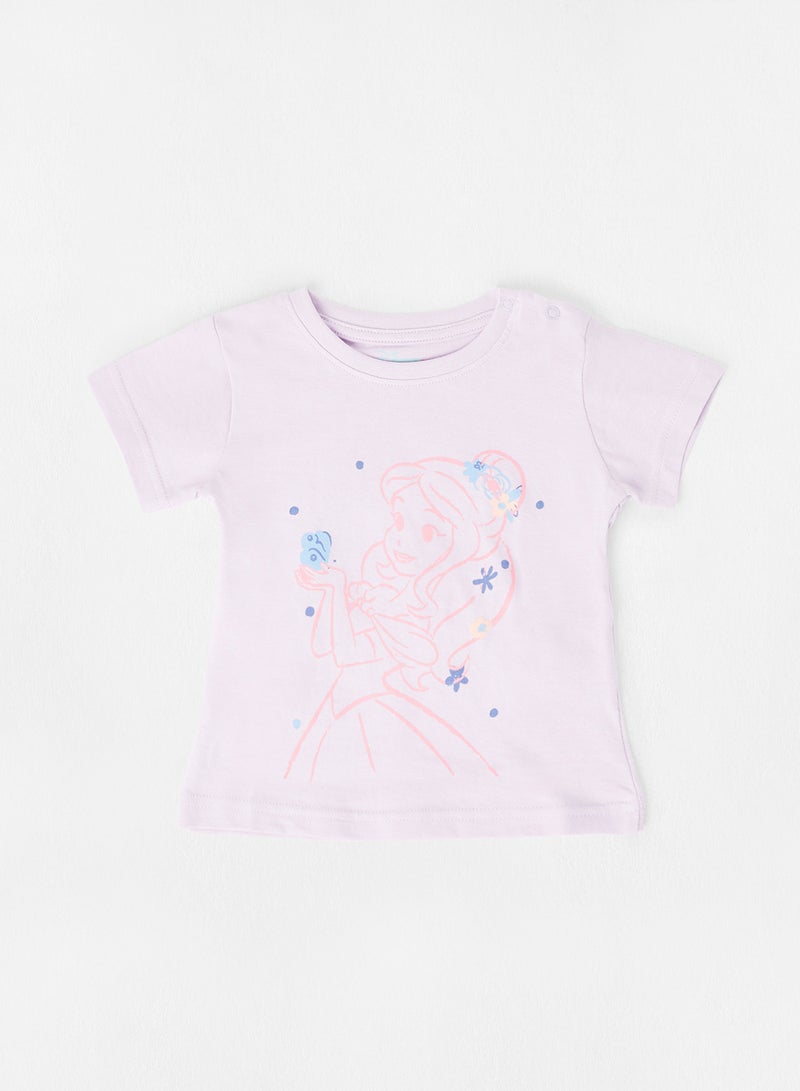 Zarafa Graphic Printed Crew Neck T-Shirt Lilac/Pink  - Image 1