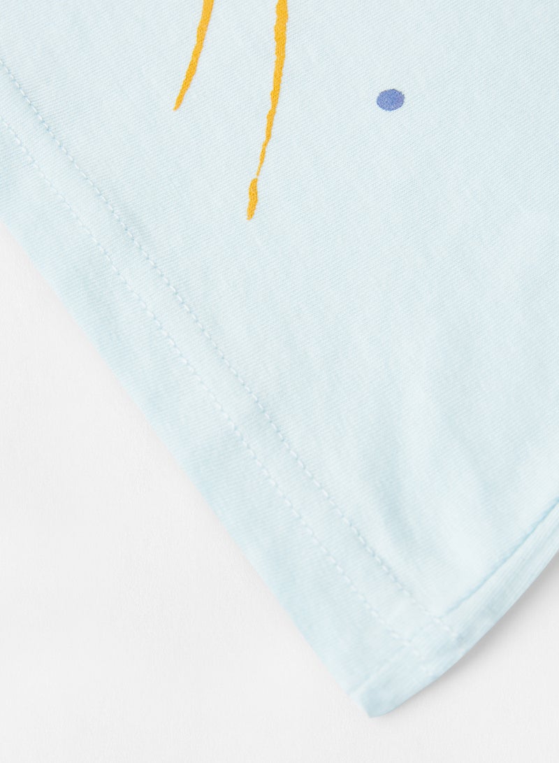 Zarafa Graphic Printed Crew Neck T-Shirt Blue/Yellow  - Image 4