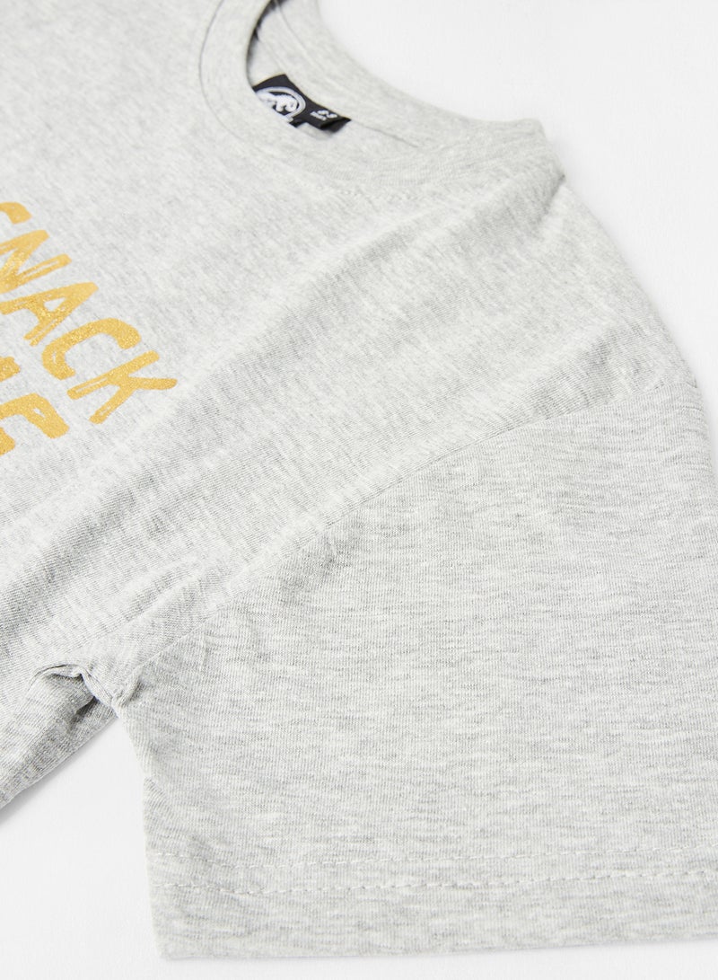 NEON Graphic Printed Crew Neck T-Shirt Grey/Black/White  - Image 4