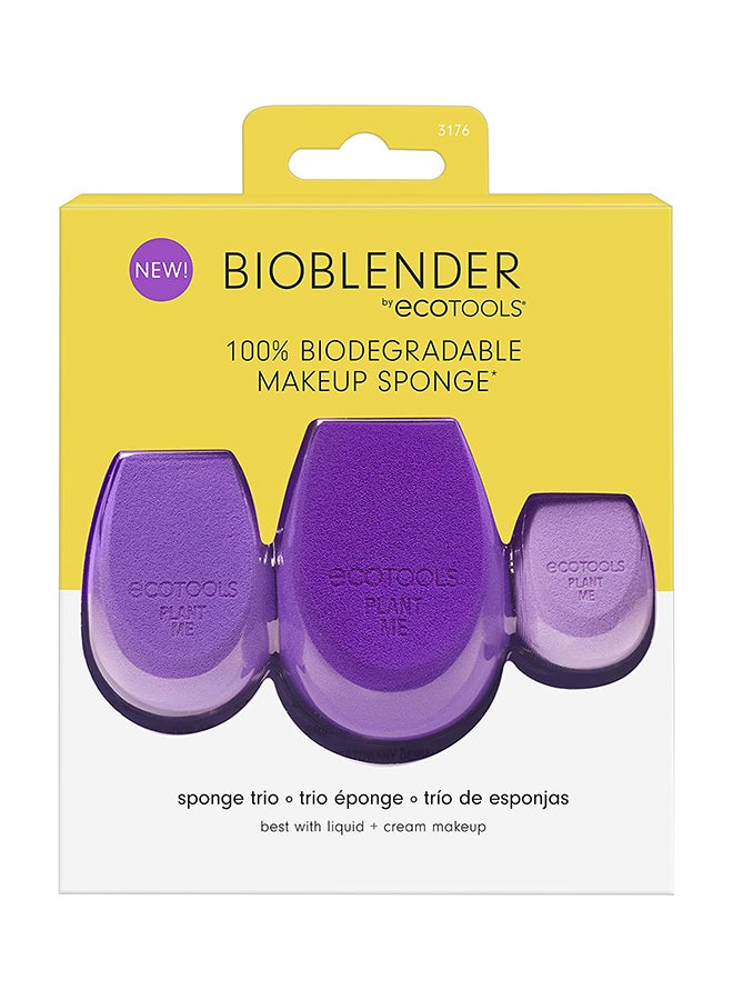 Eco Tools BioBlender Trio Makeup Sponge Purple  - Image 1