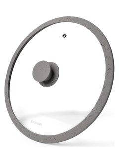 Glass Lid with Marbling Silicone rim Clear/Grey 26 x 6.5 x 26cm