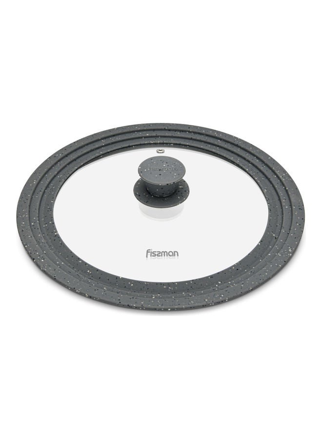 Fissman - Multi-Size Lid With Marble Silicone Rim 24/26/28cm Clear/Grey - Image 1