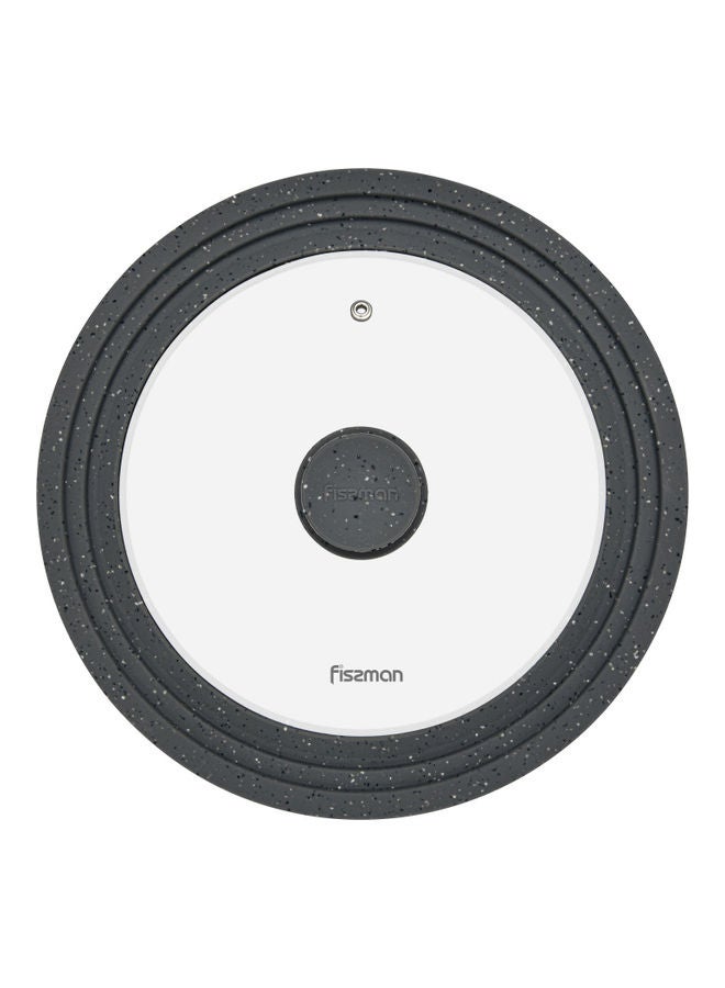 Fissman - Multi-Size Lid With Marble Silicone Rim 24/26/28cm Clear/Grey - Image 1