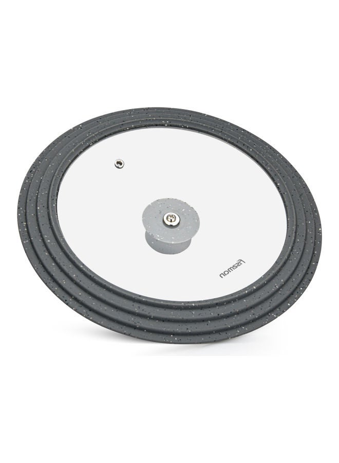 Fissman - Multi-Size Lid With Marble Silicone Rim 24/26/28cm Clear/Grey - Image 1