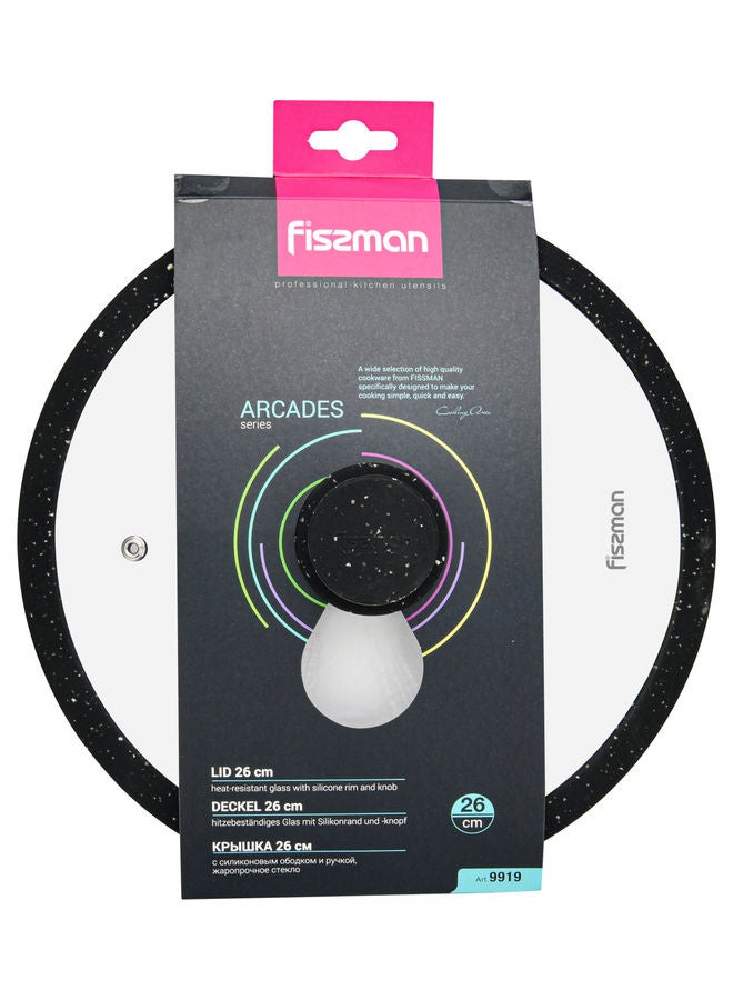 Fissman Lid Arcades With Marble Silicone Rim Black 26cm  - Image 3