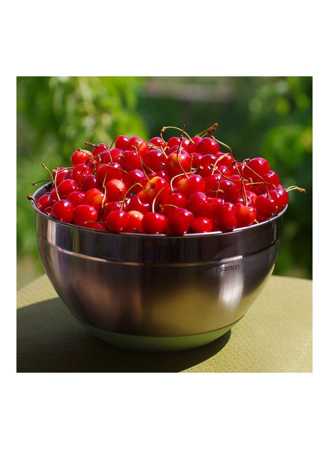 فيسمان وعاء خلط سعة 3 لترات من الفولاذ المقاوم للصدأ 18/10 (INOX 304) تصميم موفر للمساحة وقابل للتكديس مع قاعدة سيليكون غير قابلة للانزلاق وغطاء أخضر - Image 4