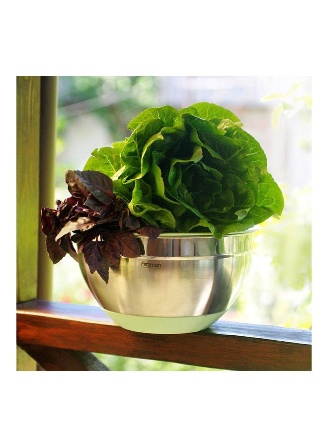 فيسمان وعاء خلط سعة 3 لترات من الفولاذ المقاوم للصدأ 18/10 (INOX 304) تصميم موفر للمساحة وقابل للتكديس مع قاعدة سيليكون غير قابلة للانزلاق وغطاء أخضر - Image 5