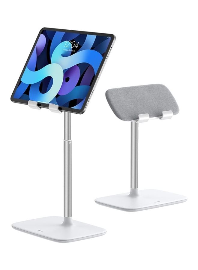 Baseus Tablet Stand Holder Desk Compatible for New iPad 9, iPad Mini-6, iPad Pro 12.9, iPad 7th Generation, iPad Mini Air, Samsung Galaxy Tab, iPhone 13 Pro/13 Pro Max/13/13 Mini-E-Reader White/Silver  - Image 1