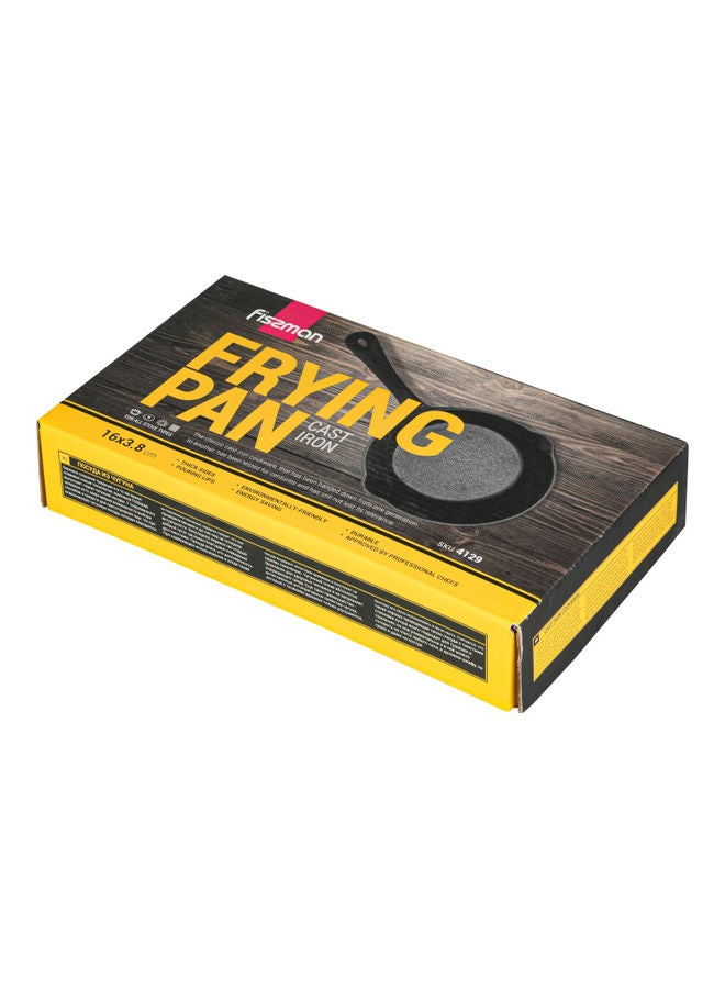 Fissman - Frying Pan Non Stick Cast Iron For All Types Of Stoves Black 16x3.8cm - Image 1