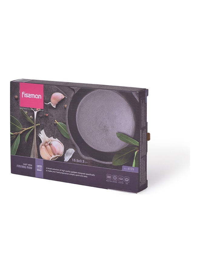 Fissman - Frying Pan Non Stick Cast Iron For All Types Of Stoves Black 16x3.8cm - Image 1