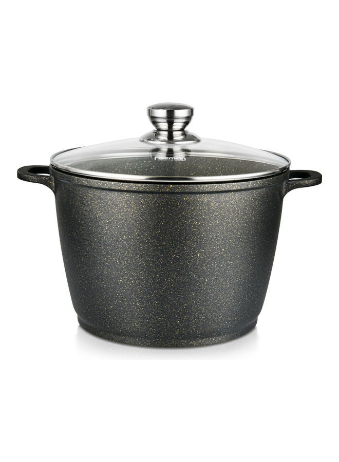 Fissman Aluminum With Non-Stick Coating Stockpot With Glass Lid & Induction Black/Clear/Silver 24x7cm - Image 1