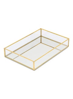East Lady Metal And Glass Serving Tray Clear/Gold 25x18x4.5cm  - Image 1