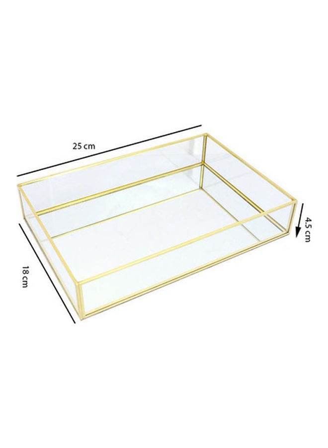 East Lady Metal And Glass Serving Tray Clear/Gold 25x18x4.5cm  - Image 2