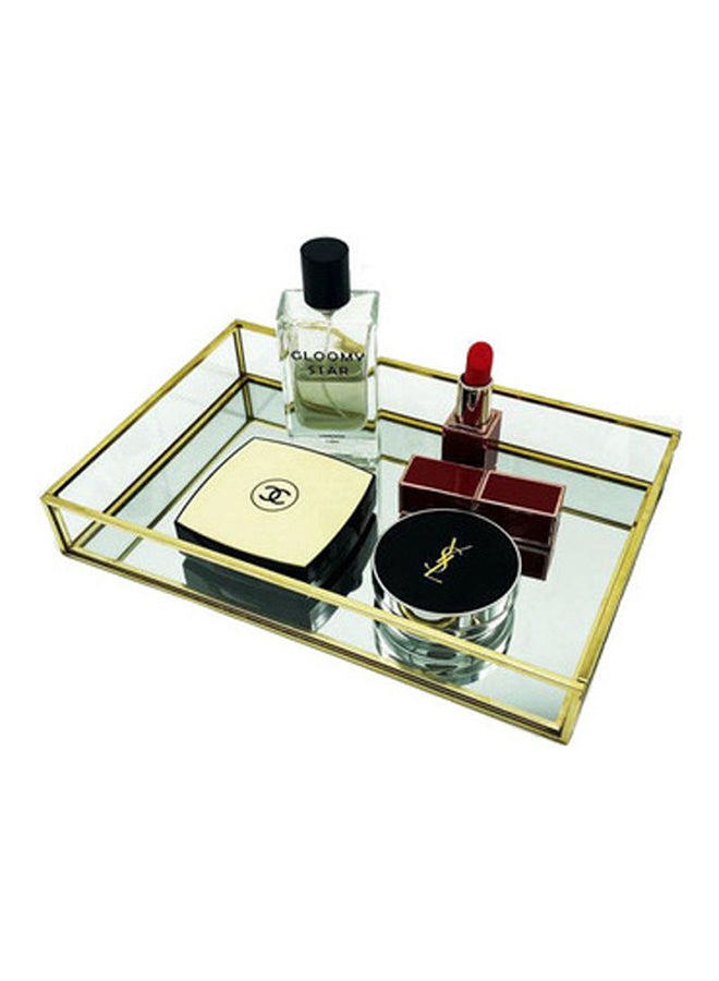 East Lady Metal And Glass Serving Tray Clear/Gold 25x18x4.5cm  - Image 3