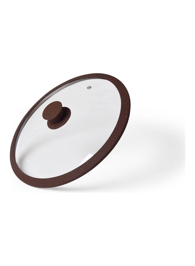 Fissman Glass Lid With Marble Silicone Rim Clear/Brown 24 x 6 x 24cm  - Image 2