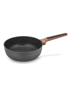 Aluminum With Non-Stick Coating Deep Frying Pan Diamond Black/Brown 24x7.2cm
