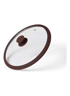 Glass Lid With Marble Silicone Rim For Casserole, Frying Pan And Stockpot Clear/Brown 28 x 6.5 x 28cm