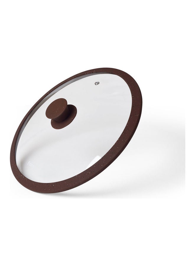 Fissman Glass Lid With Marble Silicone Rim For Casserole, Frying Pan And Stockpot Clear/Brown 28 x 6.5 x 28cm  - Image 1