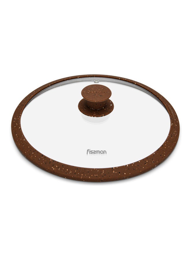 Fissman Glass Lid With Marble Silicone Rim For Casserole, Frying Pan And Stockpot Clear/Brown 26cm  - Image 1