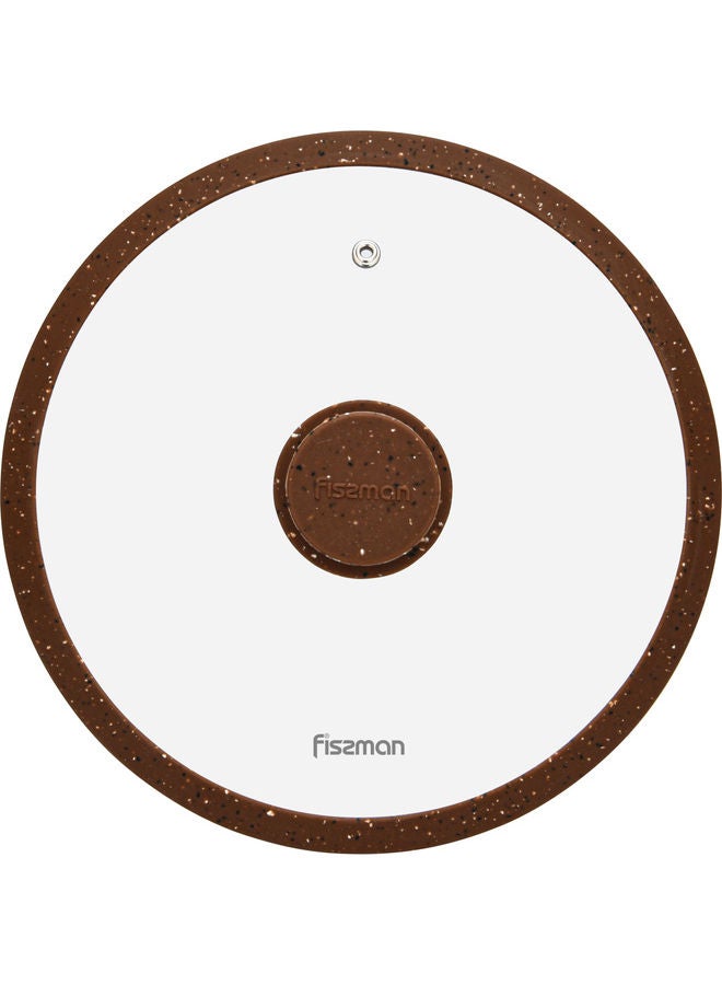 Fissman Glass Lid With Marble Silicone Rim For Casserole, Frying Pan And Stockpot Clear/Brown 26cm  - Image 3