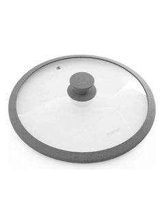 Glass Lid With Marbling Silicone Rim Clear/Grey 28cm