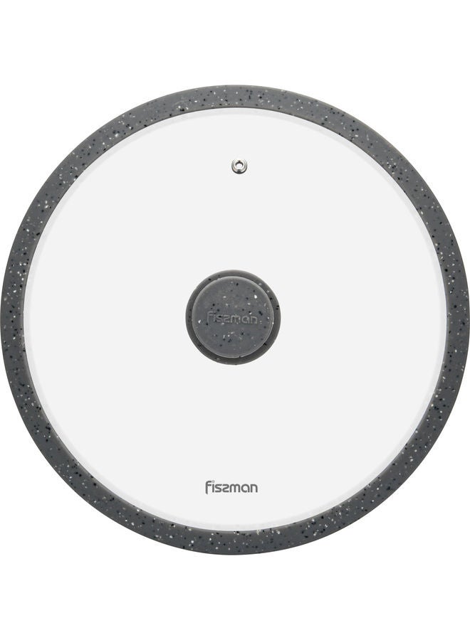 Fissman Glass Lid With Marbling Silicone Rim Clear/Grey 28cm  - Image 2