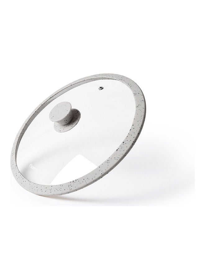 Fissman Arcades Series Glass Lid With Marble Silicone Rim For Casserole, Frying Pan And Stockpot Clear/Grey 26cm  - Image 1