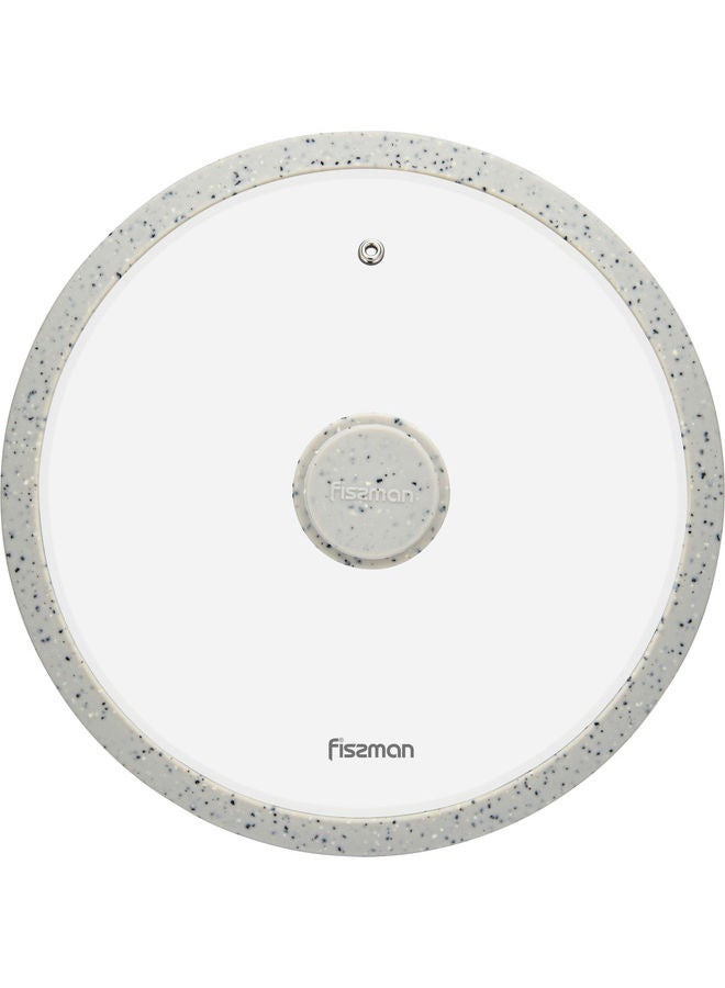 Fissman Arcades Series Glass Lid With Marble Silicone Rim For Casserole, Frying Pan And Stockpot Clear/Grey 26cm  - Image 2