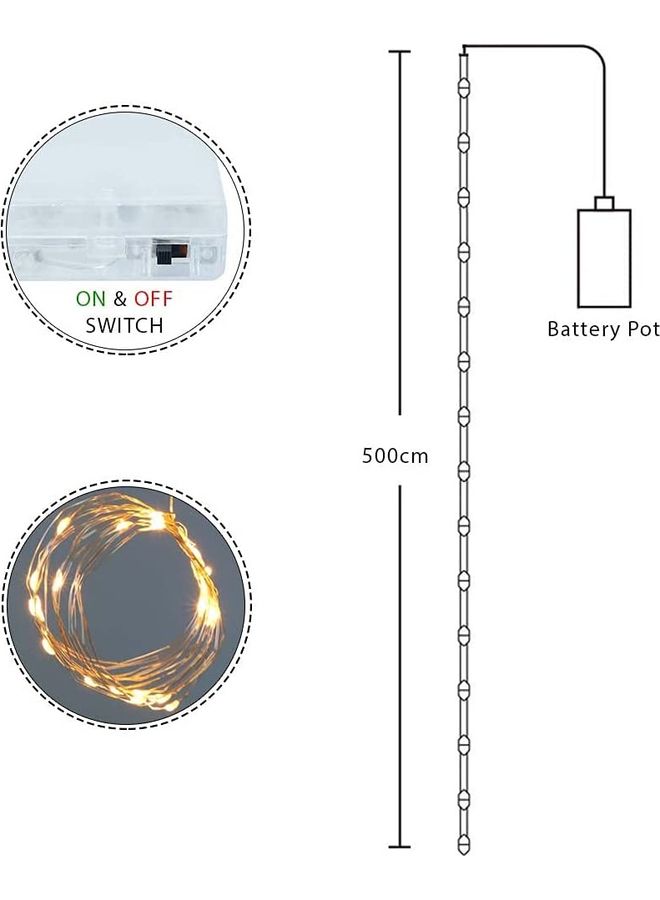 2-Piece Decorative Battery Operated LED String Fairy Lights Gold 500cm - v1629980211/N50485061A_4