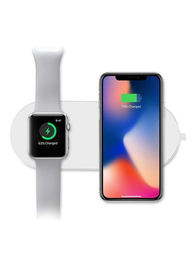 2-in-1 Qi Wireless Charger , Samsung and Smart Watch , charging Pad compatible with Smart Watch White - Image 1