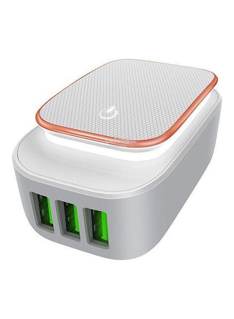 2in1 3-USB Night-light Charger Adapter with LED Touching for Mobile Phone Grey-White-Orange