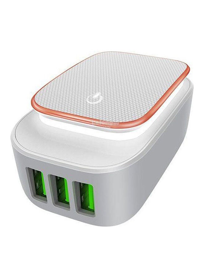 2in1 3-USB Night-light Charger Adapter with LED Touching for Mobile Phone Grey-White-Orange