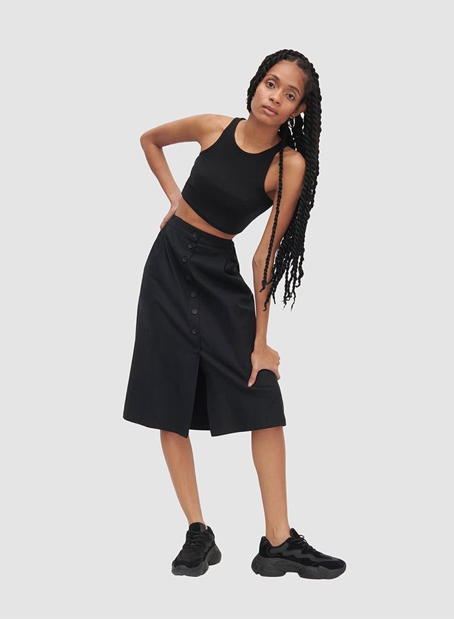 Reserved - Button Down Skirt Black - Image 1