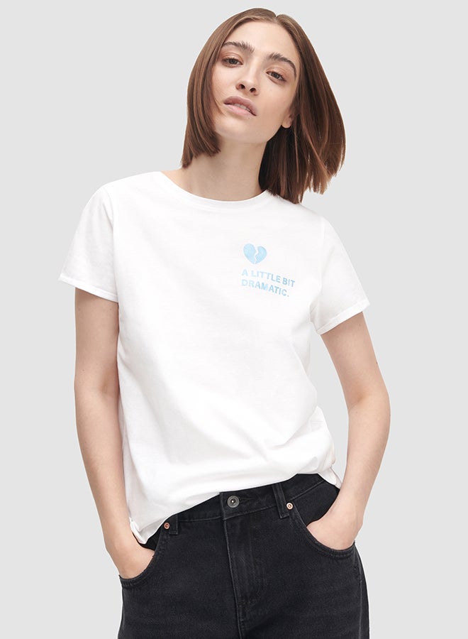 Reserved Text Print T-Shirt White - Image 1