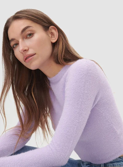 Reserved Faux-Fur T-Shirt Purple