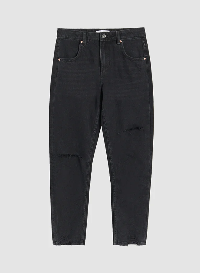 Reserved Ripped Detail Jeans Black
