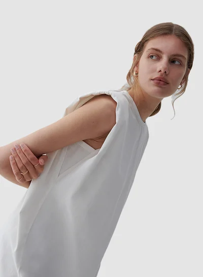 Reserved Padded Shoulder Mini Dress Cream